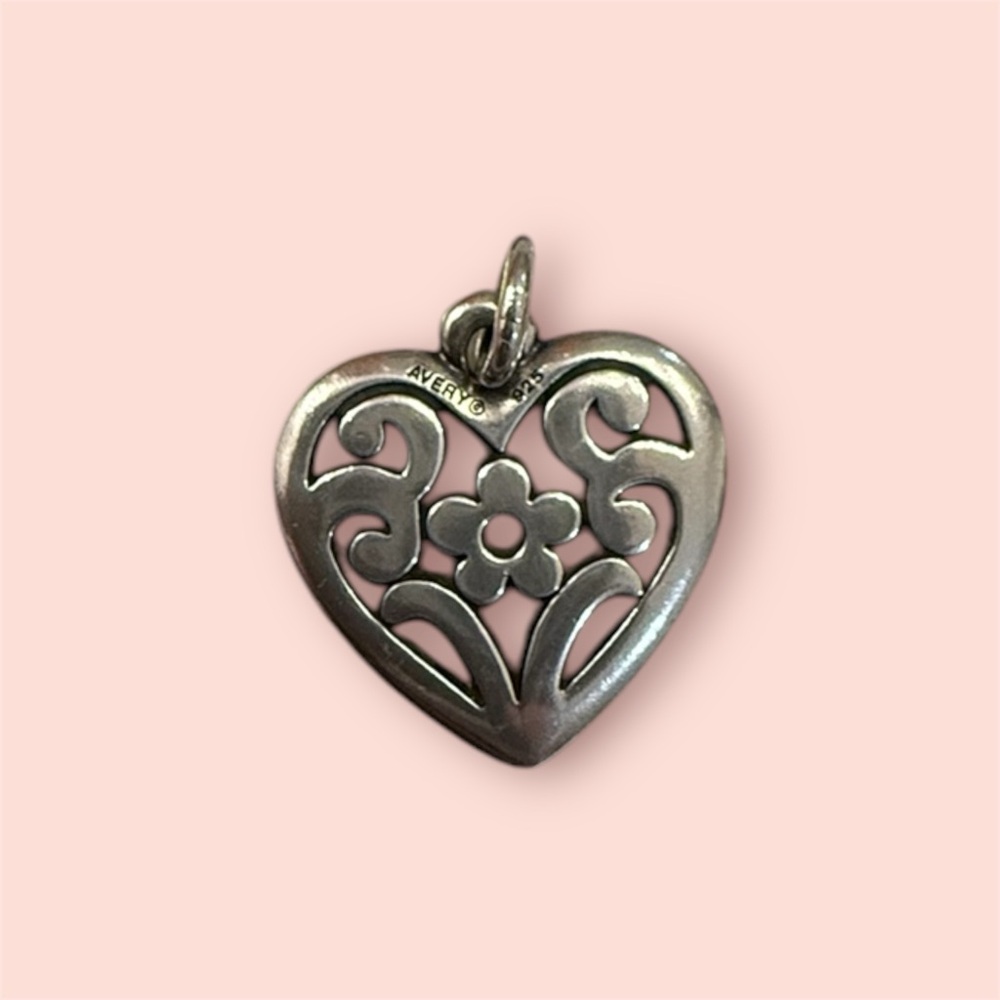 RETIRED James Avery Flower Pendent Heart Scroll Charm for Necklace
